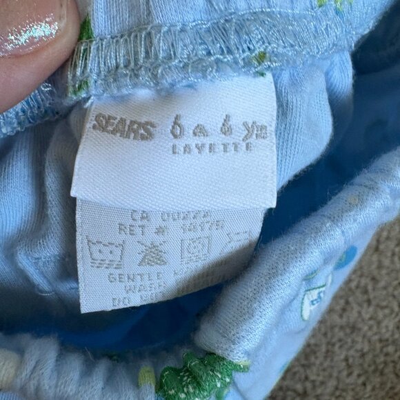 Vintage Sears pants baby blue green snail turtle size 3 months - Picture 6 of 7